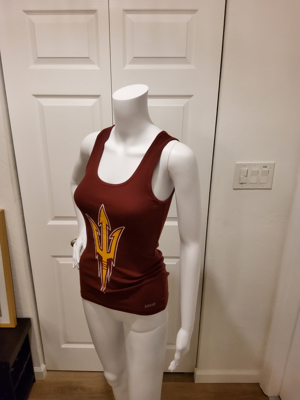 Arizona State Vintage ASU Soffe Maroon Tank Top with Gold Trident Graphic